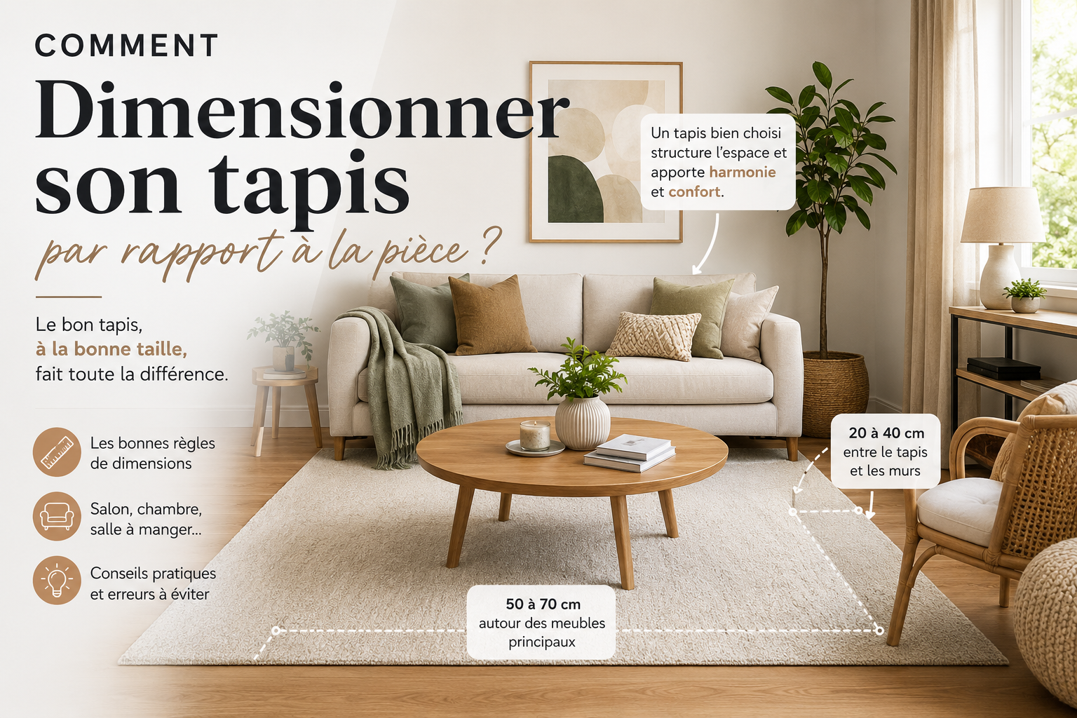 Comment bien dimensionner son tapis par rapport à la pièce