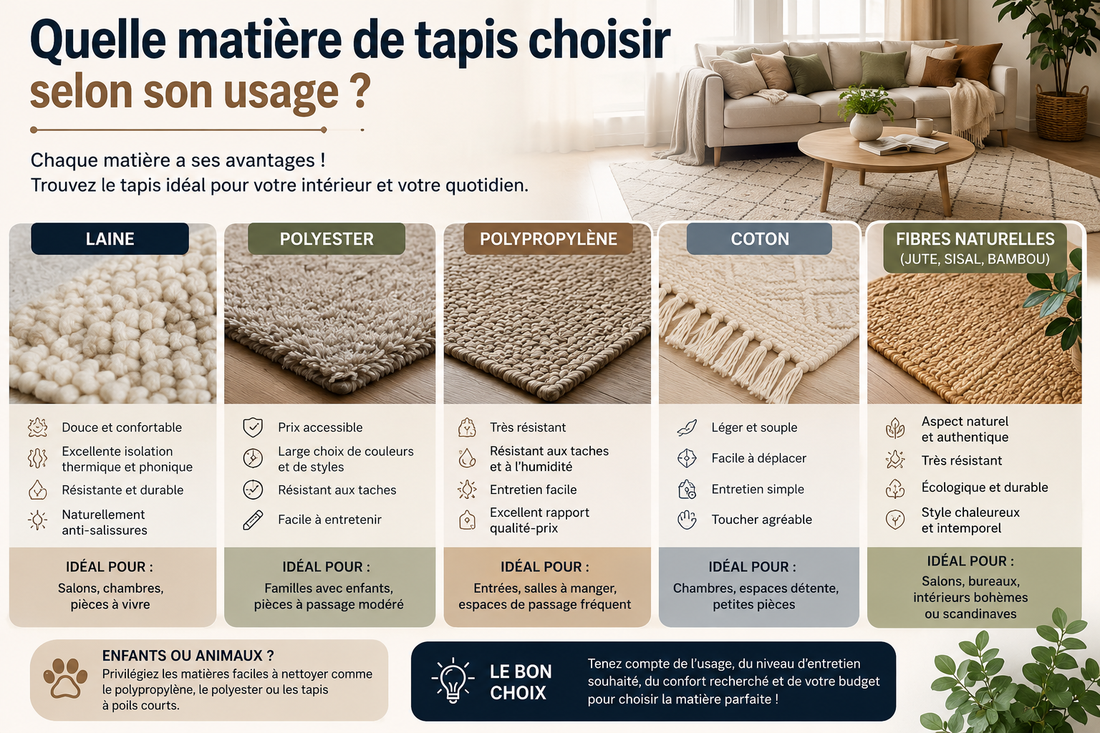 Quelle matière de tapis choisir selon son usage ?
