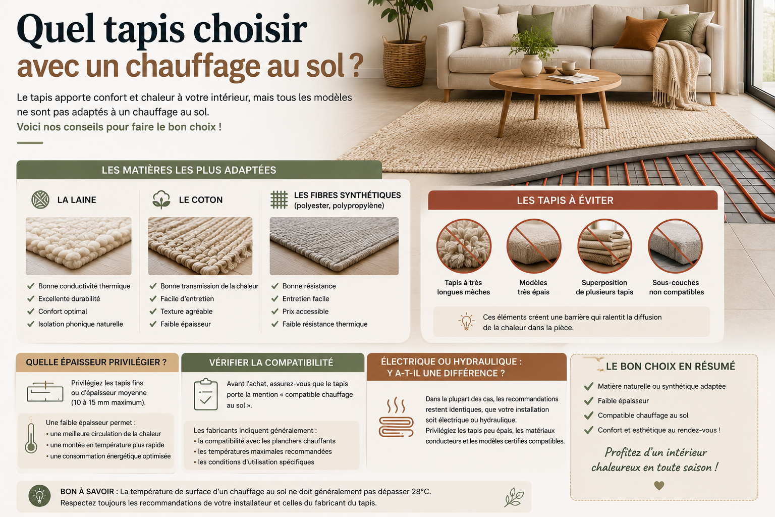 Quel tapis choisir avec un chauffage au sol ?