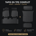 Complete TPE floor mat set for Tesla Model Y (2021-2024) including front, rear, and trunk liners.