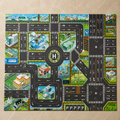 Tapis de jeux: detailed city play mat with roads, buildings, and play areas.